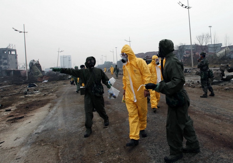 Milit?rische Spezialkr?fte r?umen in Tianjin auf