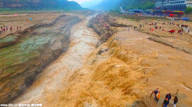 Hukou-Wasserfall aus der Vogelperspektive