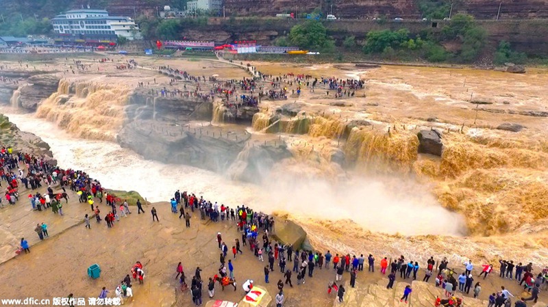 Hukou-Wasserfall aus der Vogelperspektive