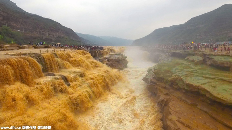 Hukou-Wasserfall aus der Vogelperspektive