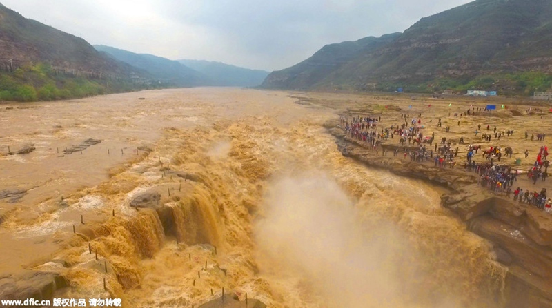 Hukou-Wasserfall aus der Vogelperspektive
