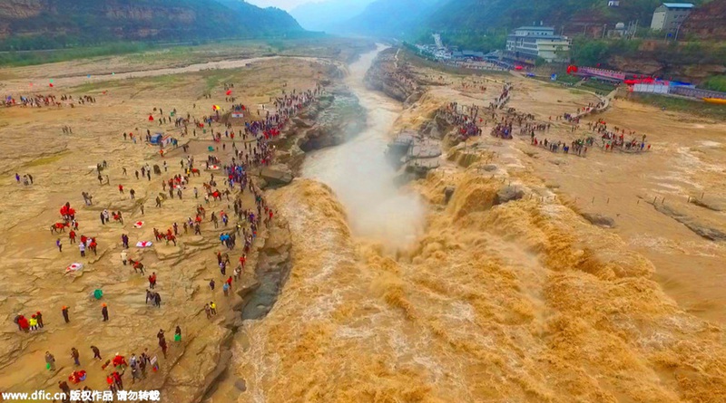 Hukou-Wasserfall aus der Vogelperspektive