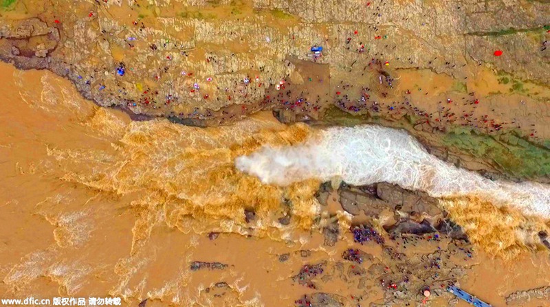 Hukou-Wasserfall aus der Vogelperspektive