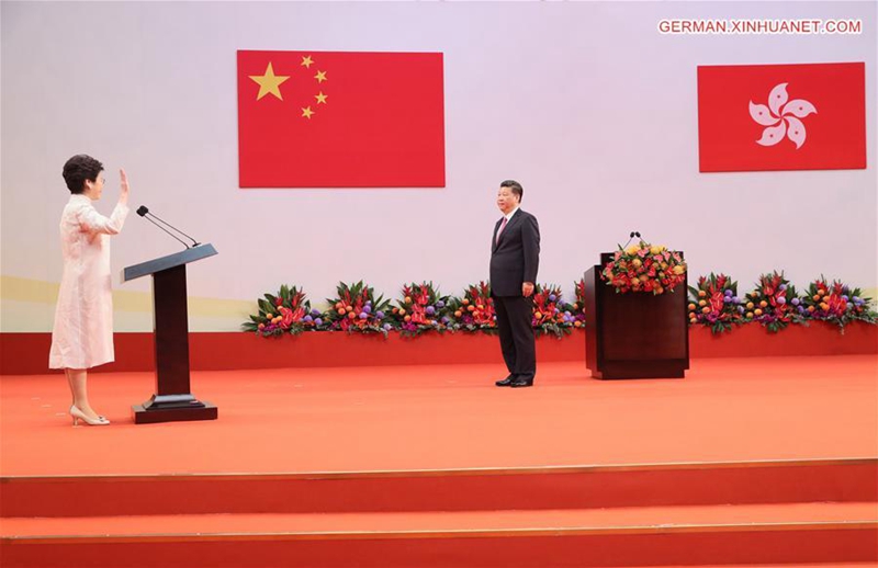 Xi Jinping wohnt Amtseinführung der fünften Regierung der Sonderverwaltungszone Hongkong bei