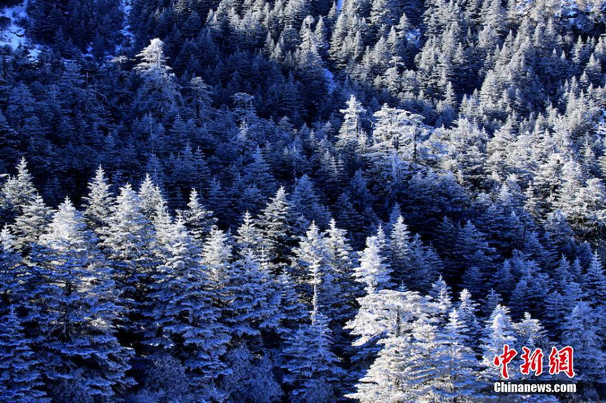 Der Schnee schmückt Berg Luoji