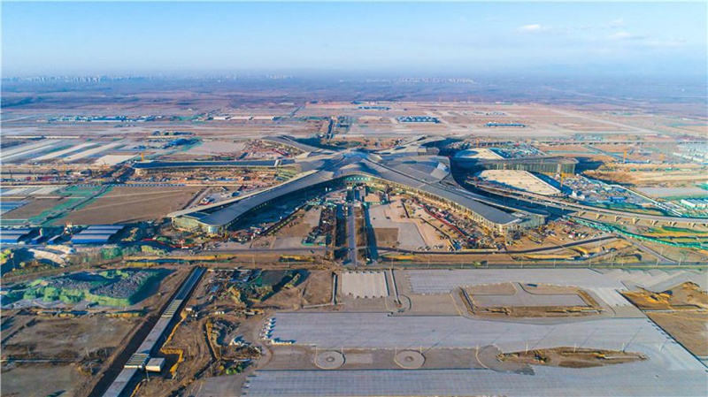 Luftaufnahme von Beijings neuem Flughafen
