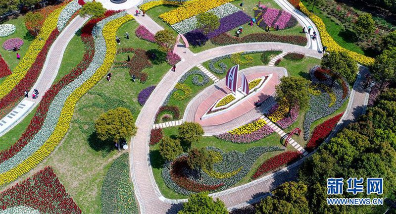 Tulpen-Kunstwerke in Wuhan