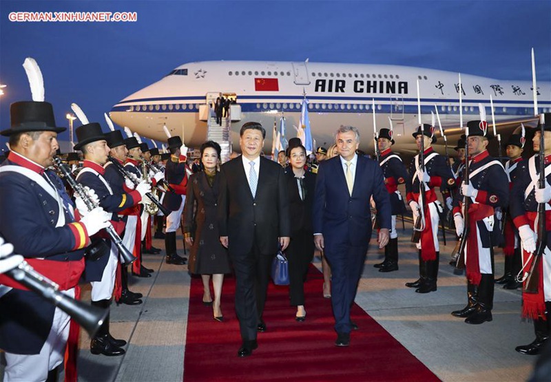 Chinesischer Staatspr?sident trifft in Argentinien zum Staatsbesuch, G20-Gipfel ein